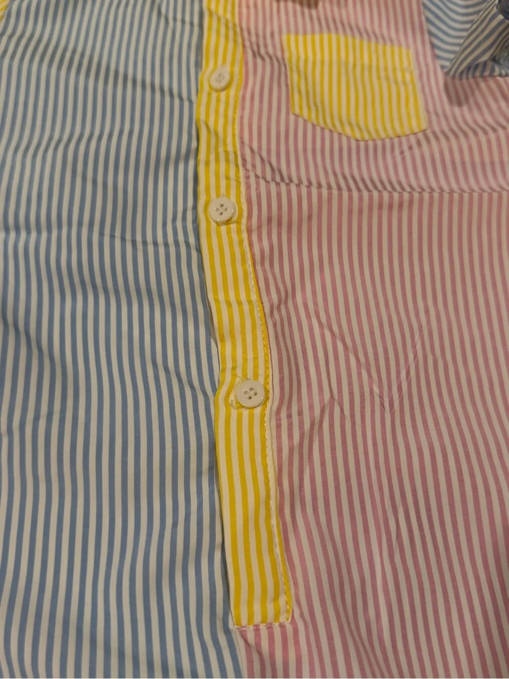 SHEIN Toddler Color Block Short Sleeve Button Front Romper 12-18 Months
